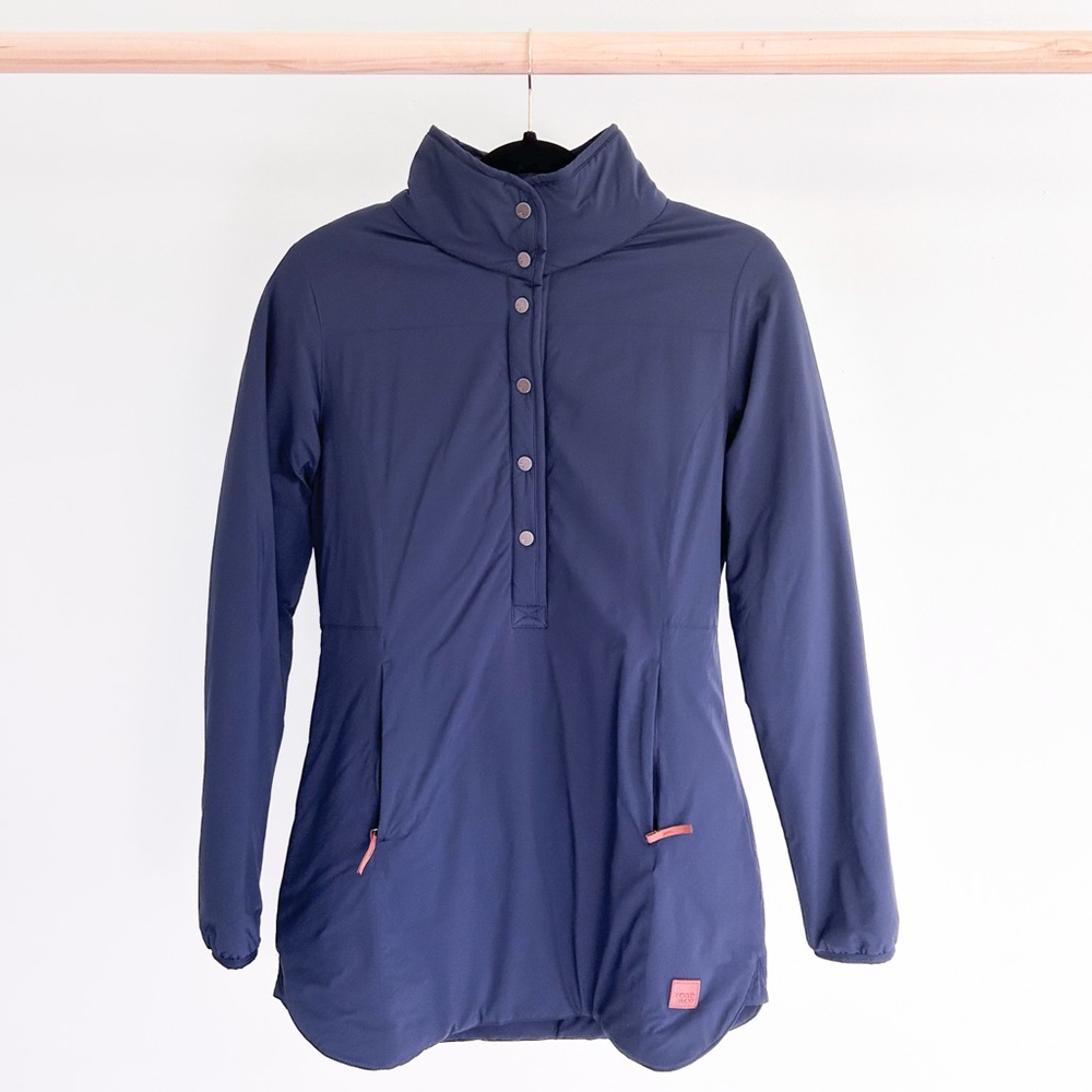 Toad & Co Womens Aerium Deep Navy Long Sleeve Snap Front Pullover Sz XS